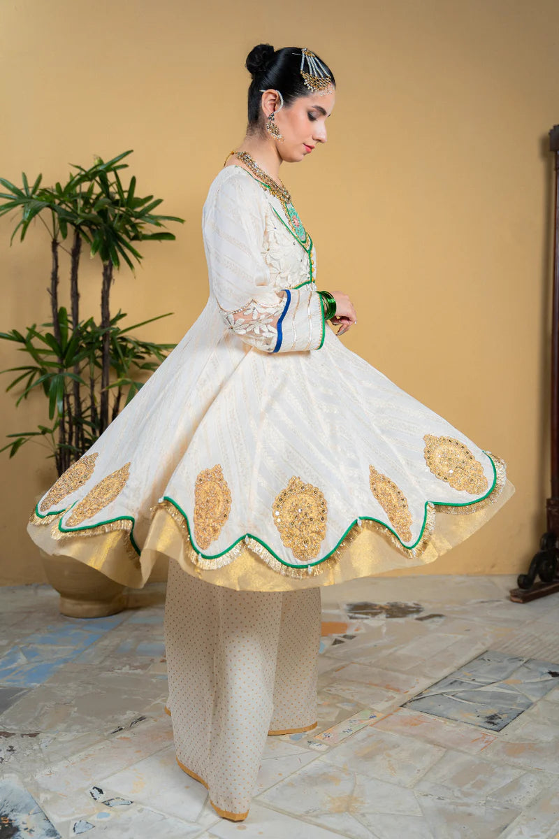 EMBROIDERED JACQUARD STITCHED 3 PIECE DRESS