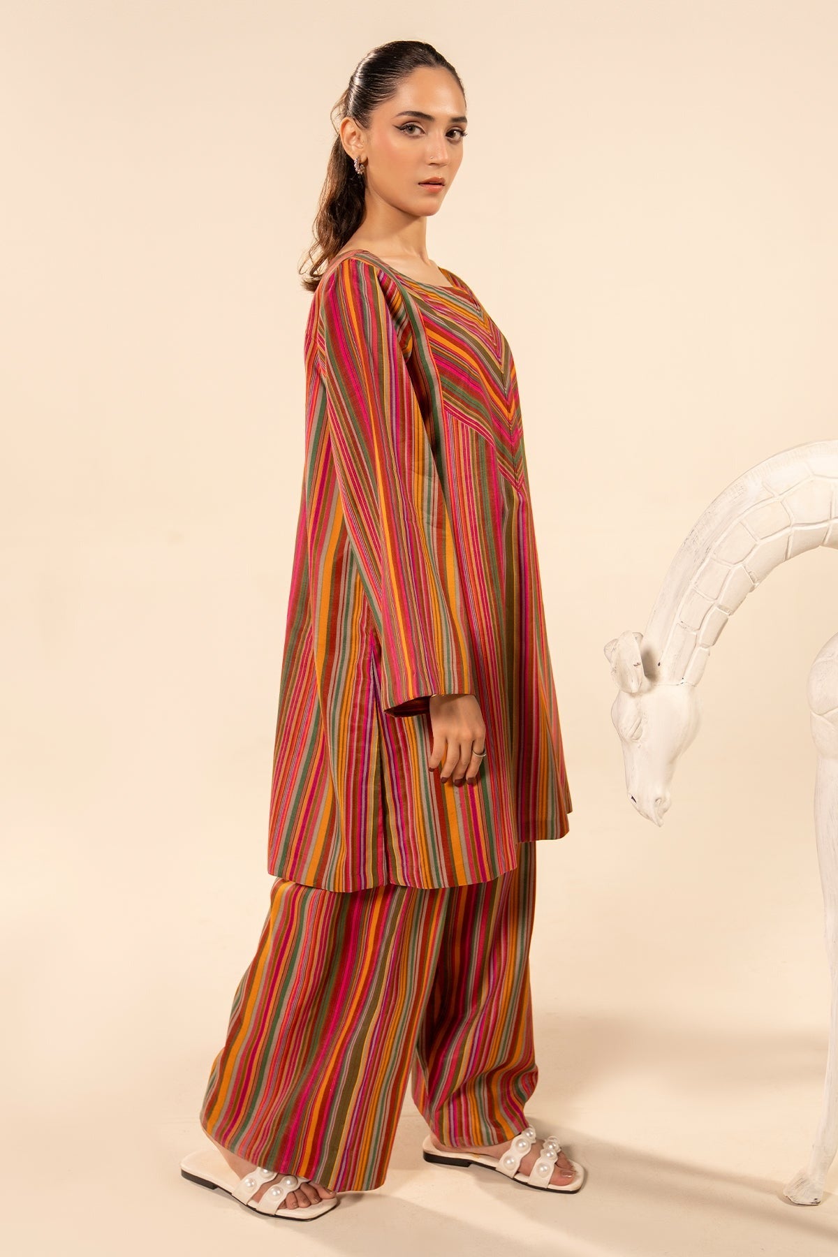 2-PC Printed Raw Silk Suit