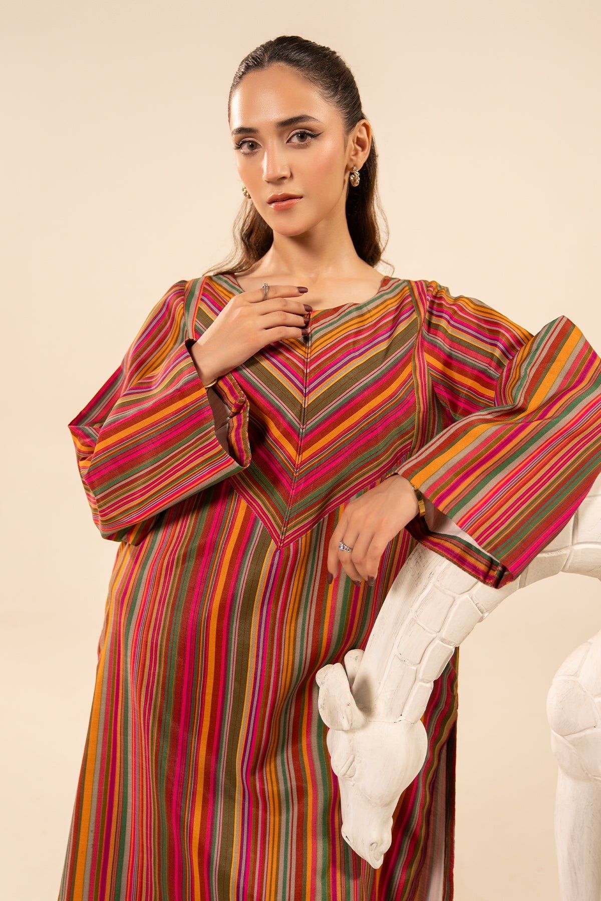 2-PC Printed Raw Silk Suit