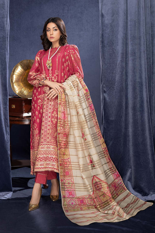 3-Pc RTW Broshia Jecquard Shirt With Zaari Dupatta and Qlot Trouser