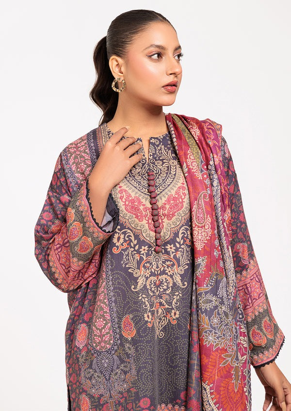 Printed Poly Viscose Shirt with Malai Silk Shalwar & Shawl
