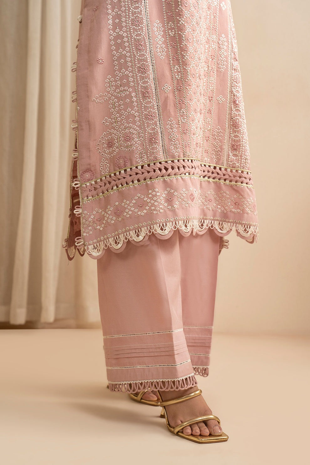 Embroidered Shirt Shalwar Dupatta - Cotton Silk