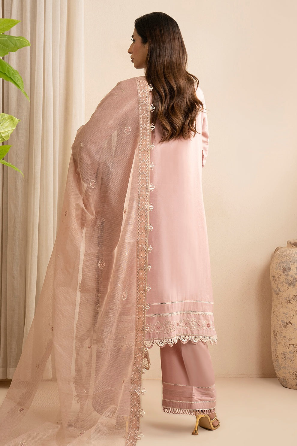 Embroidered Shirt Shalwar Dupatta - Cotton Silk