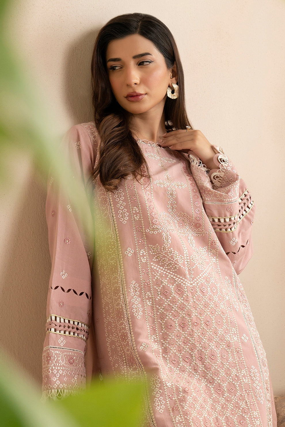 Embroidered Shirt Shalwar Dupatta - Cotton Silk