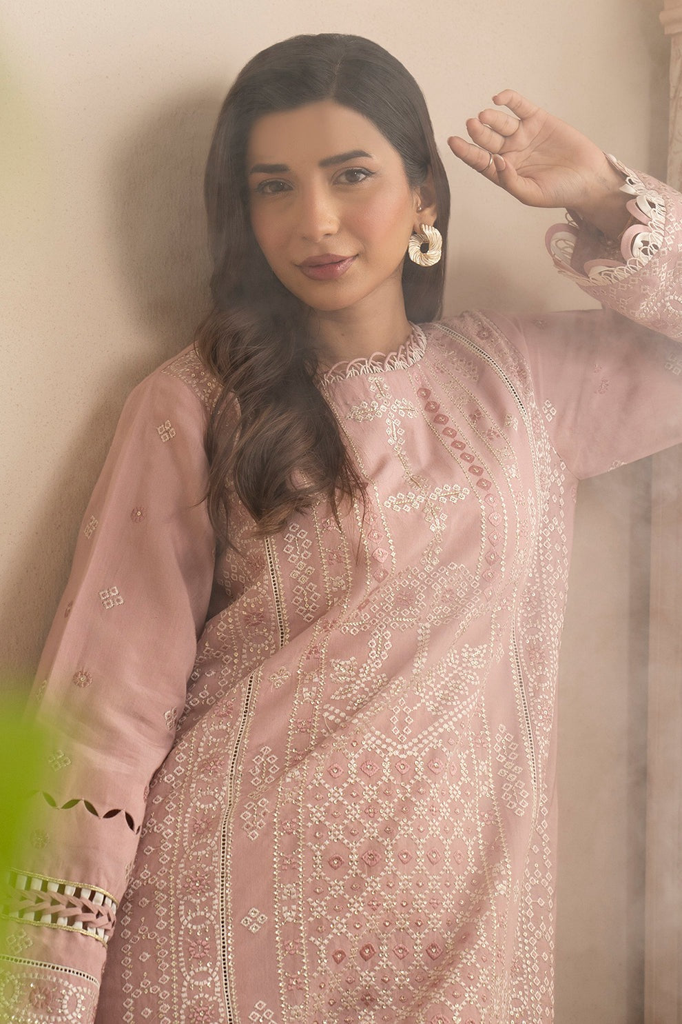 Embroidered Shirt Shalwar Dupatta - Cotton Silk