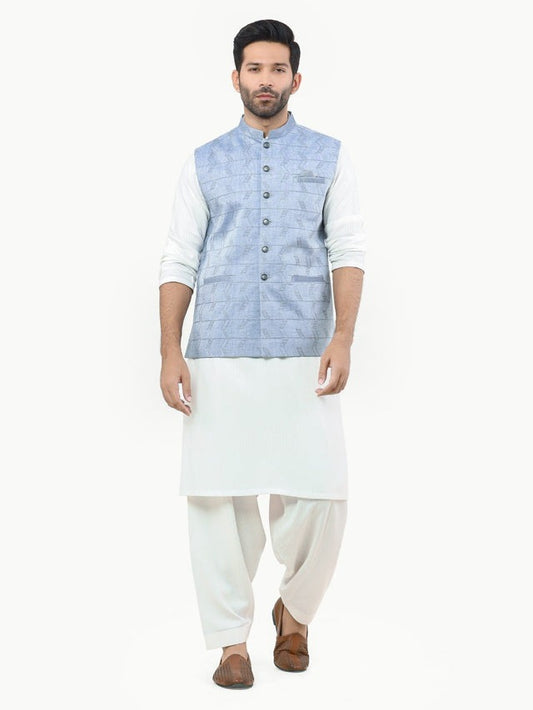 Men’s Steel Blue Ceremonial Waistcoat – Classic Formal Wear