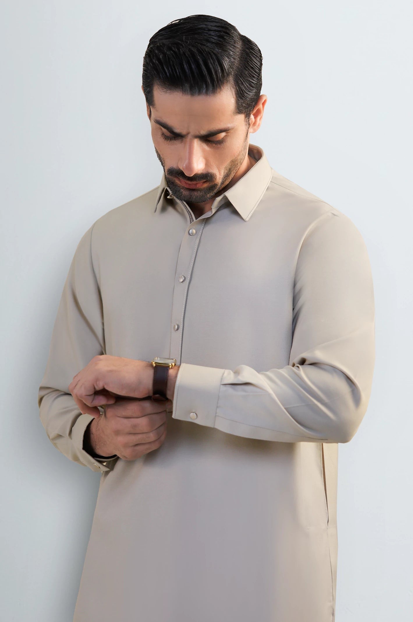 Khaki Wash & Wear Shalwar Kameez – Classic Comfortable 2-Piece Eastern Wear