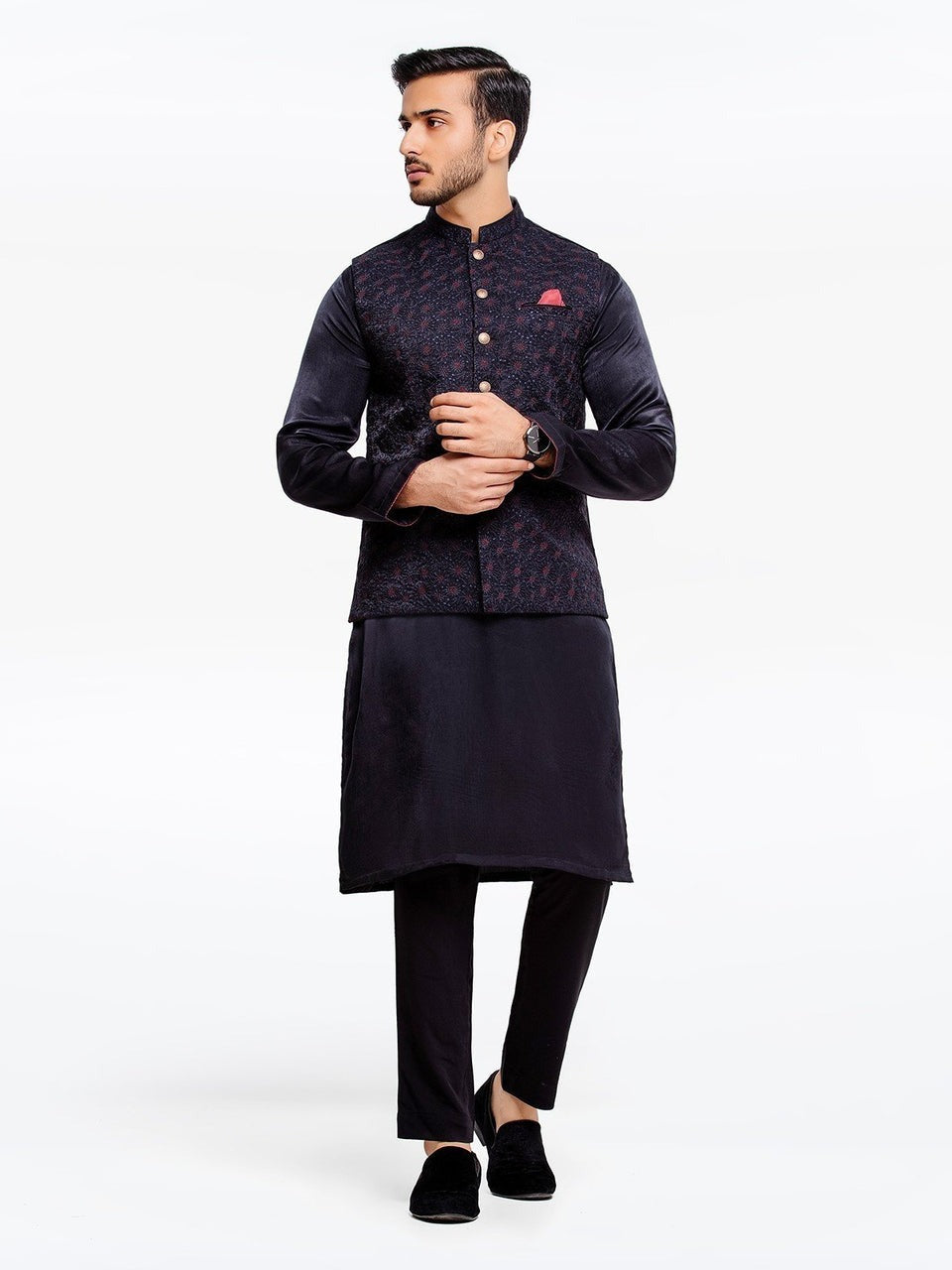 Men’s Black Waistcoat Suit – Elegant Formal  Ensemble