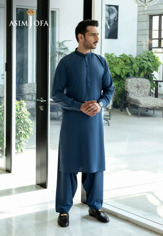 Blue Blended Shalwar Kameez – Classic 2-Piece Comfortable Traditional Wear