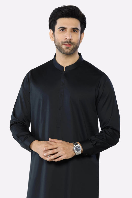 Classic Black Cotton Shalwar Kameez – Comfortable 2-Piece Traditional Wear