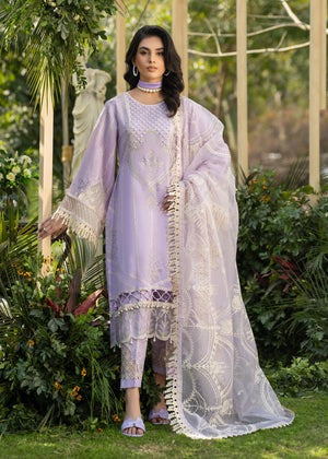 Elegant Lilac Long Kurta Set – Cotton Net Top with Cotton Trouser
