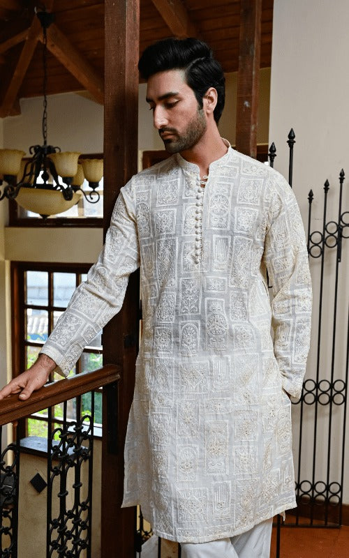 Luxurious Embroidered Kurta & Trouser Set – Perfect Wedding & Festive Wear