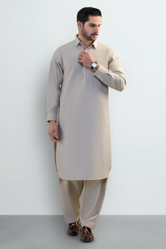 Khaki Wash & Wear Shalwar Kameez – Classic Comfortable 2-Piece Eastern Wear