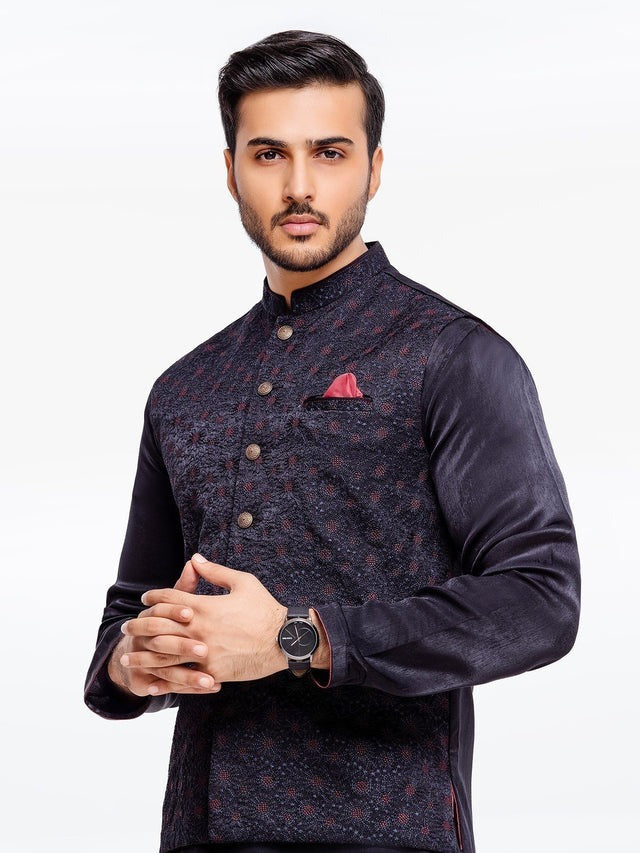 Men’s Black Waistcoat Suit – Elegant Formal  Ensemble