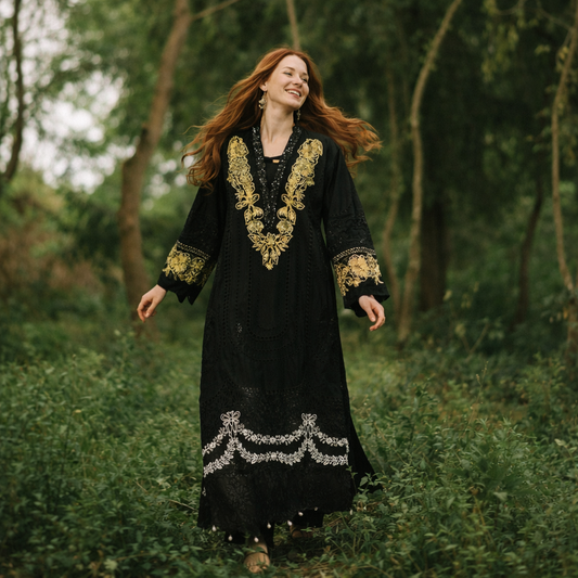 3 piece Elegant Black Embroidered Outfit