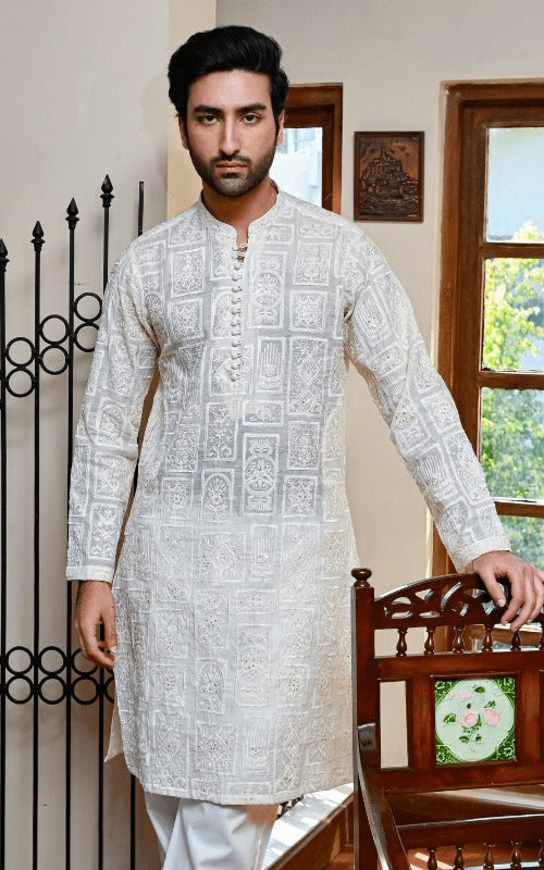 Luxurious Embroidered Kurta & Trouser Set – Perfect Wedding & Festive Wear