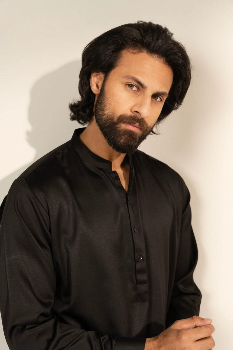 Slim Fit Blended Kurta with Band Collar – Modern Traditional Wear