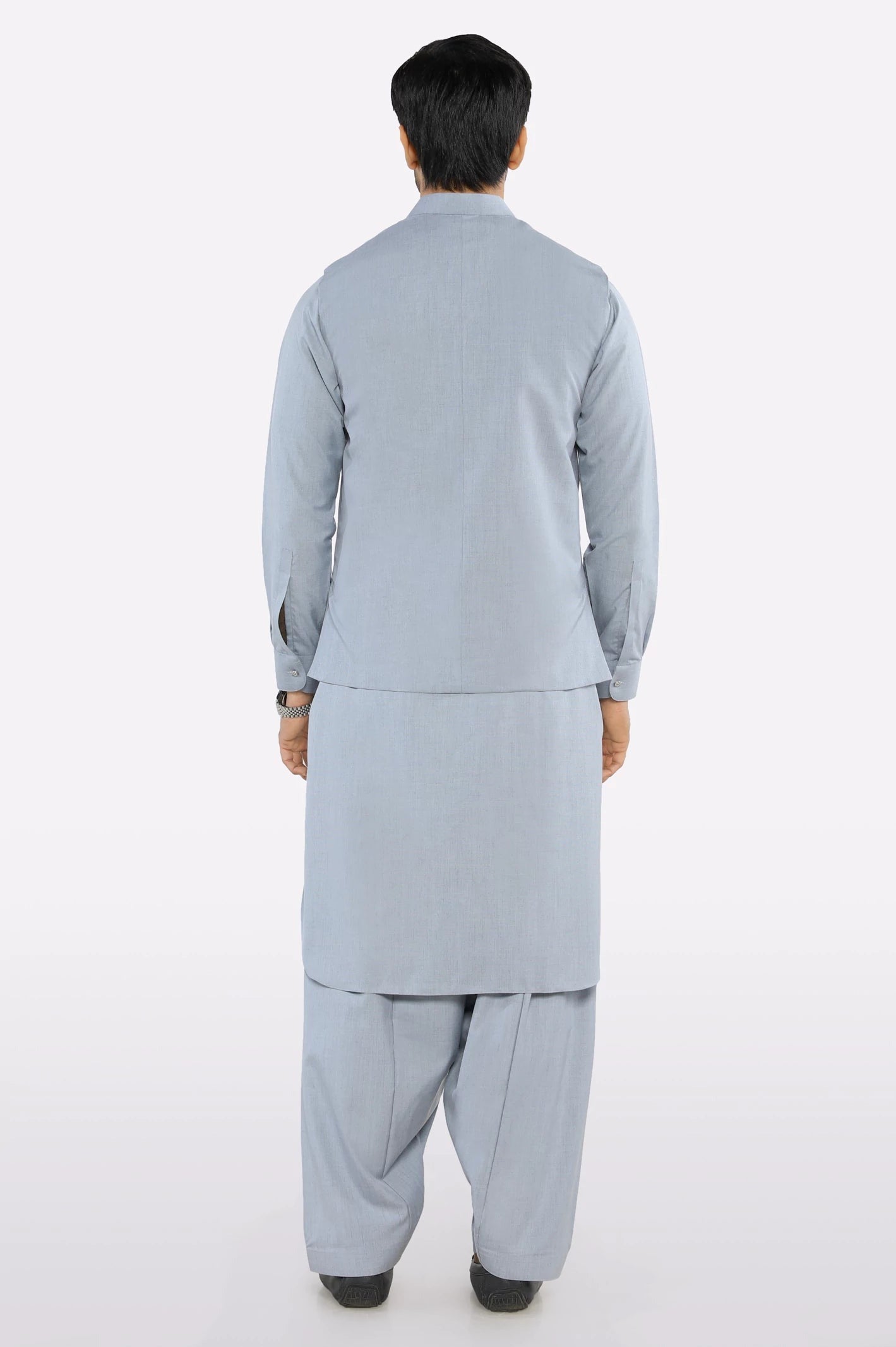 Elegant Grey Shalwar Kameez with Matching Waistcoat – 2 Piece Eastern Wear