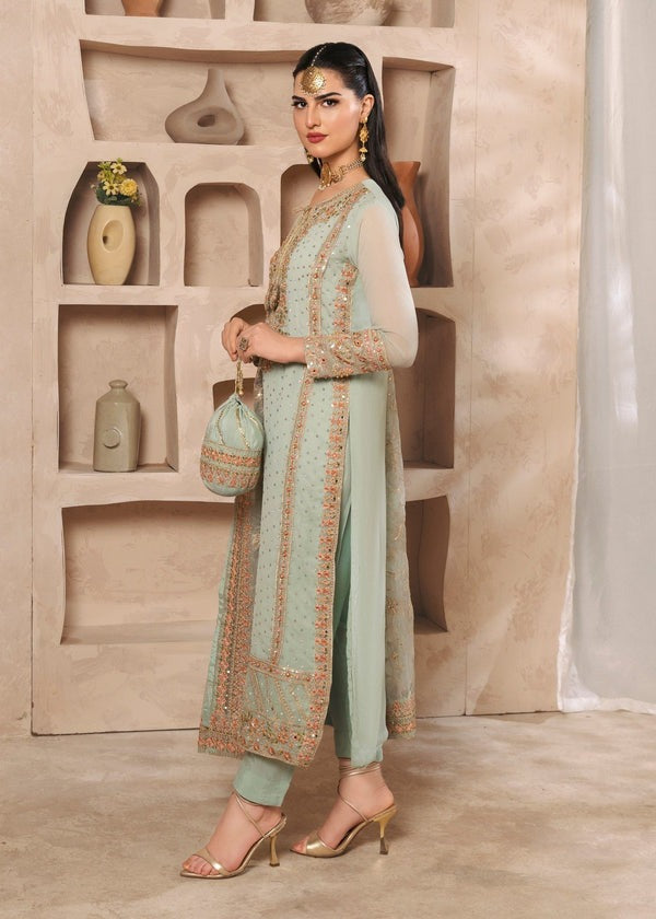 Luxury Aghajaan Studio Chiffon 3-Piece Embroidered & Hand-Embellished Suit