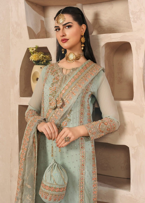 Luxury Aghajaan Studio Chiffon 3-Piece Embroidered & Hand-Embellished Suit