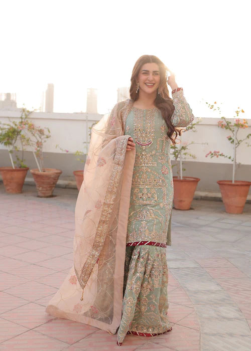 EMBROIDERED STITCHED 3 PIECE GARARA DRESS