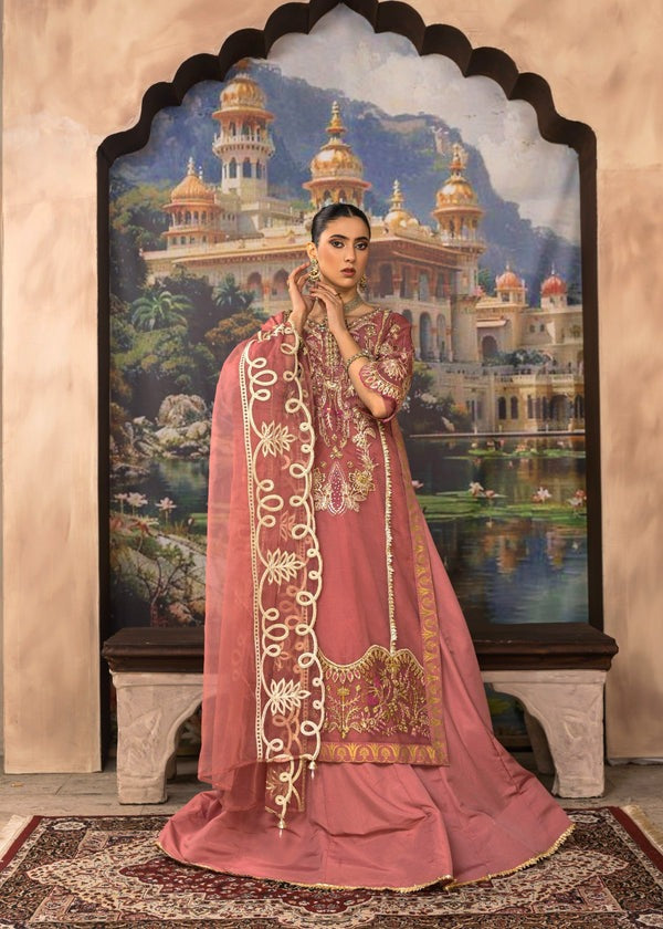Embellished Organza Long Shirt with Silk Pishwaas & Dupatta
