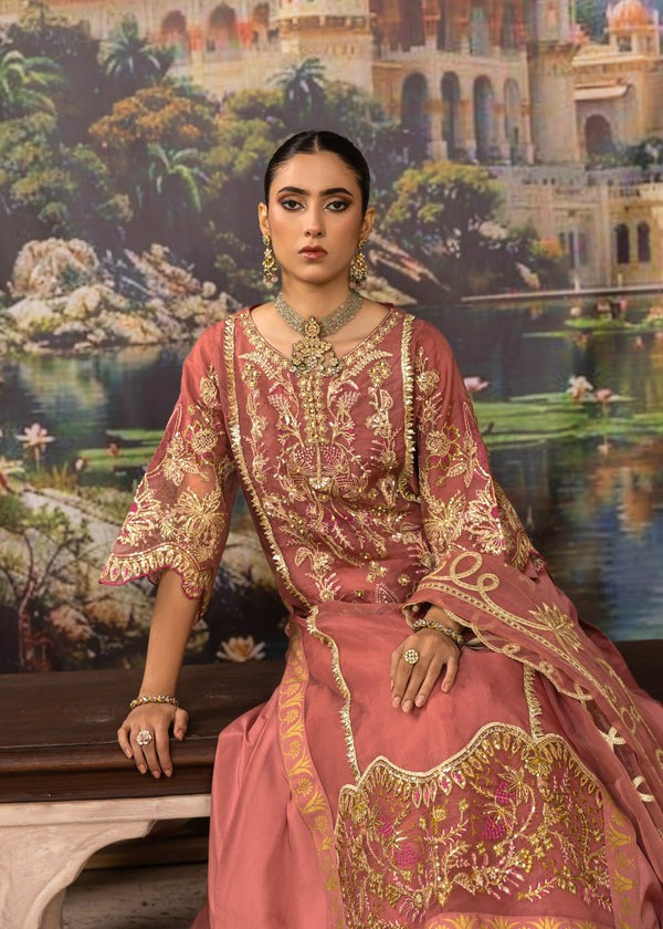 Embellished Organza Long Shirt with Silk Pishwaas & Dupatta