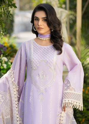 Elegant Lilac Long Kurta Set – Cotton Net Top with Cotton Trouser
