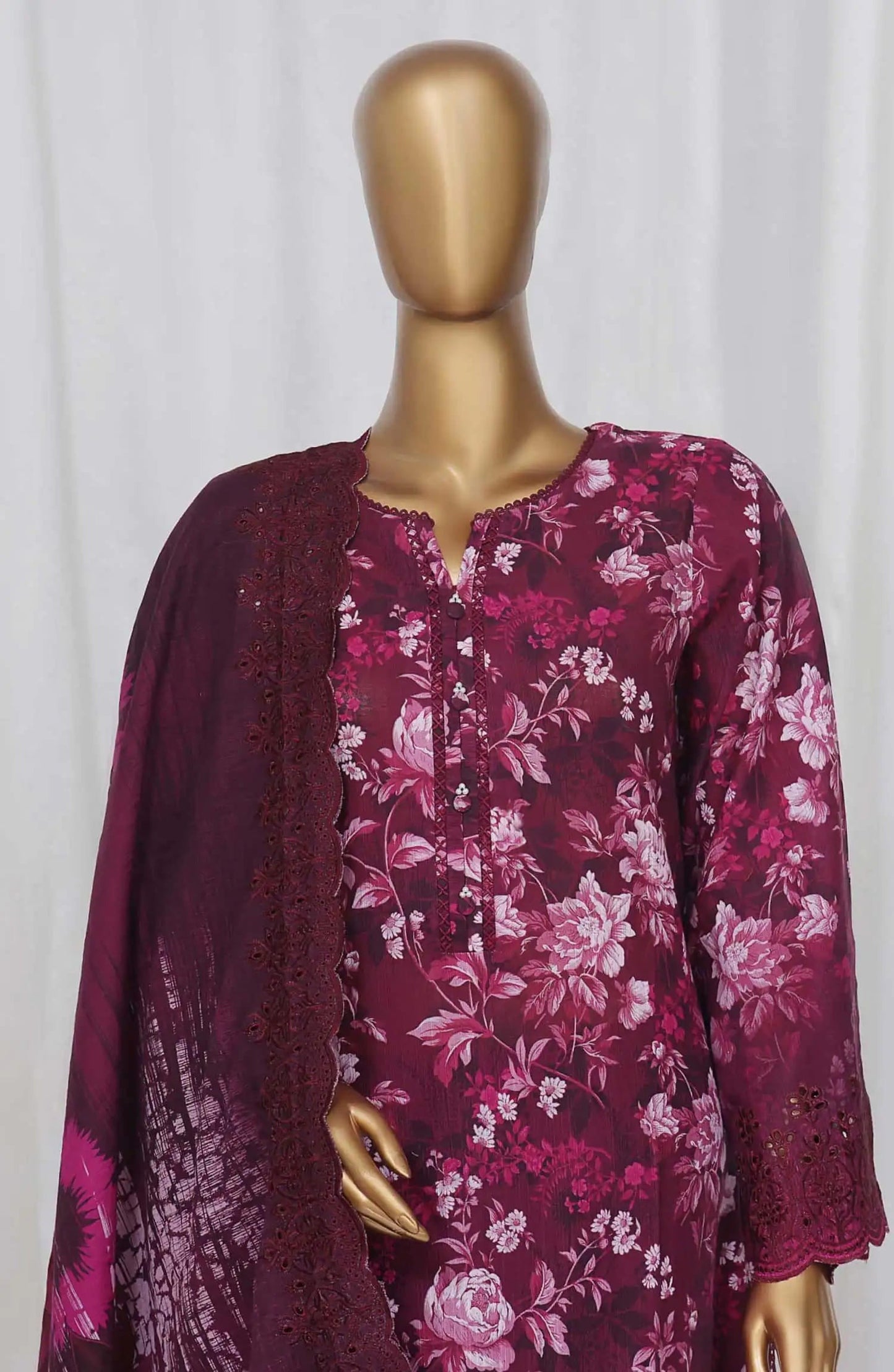 Laser Cut & Chikankari Embroidered Khaddar 3-Piece Suit