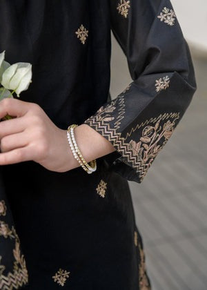 Black Lawn Straight Kurta 2-Piece Set – Summer Festive Wear