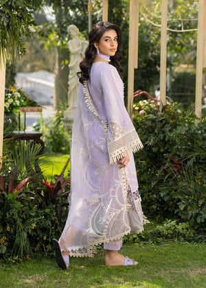 Elegant Lilac Long Kurta Set – Cotton Net Top with Cotton Trouser