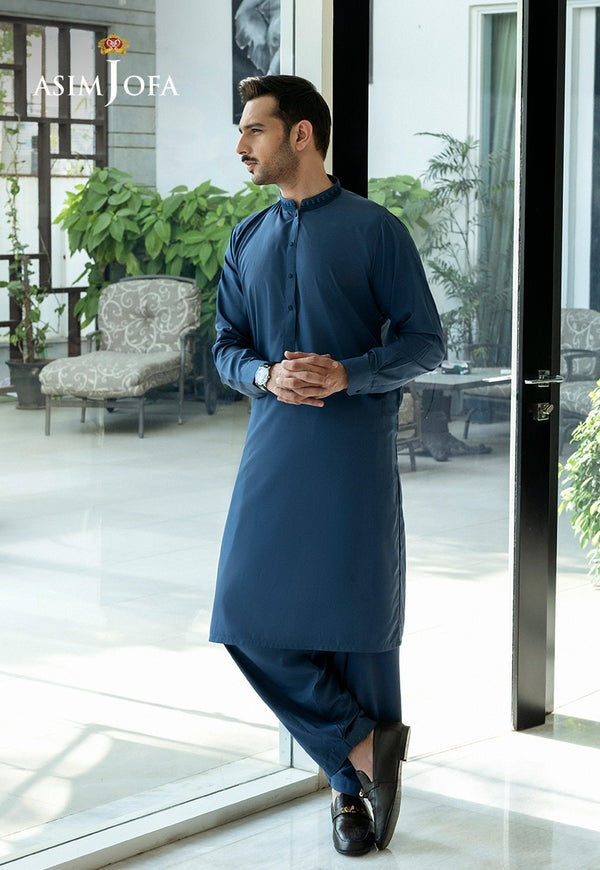 Blue Blended Shalwar Kameez – Classic 2-Piece Comfortable Traditional Wear