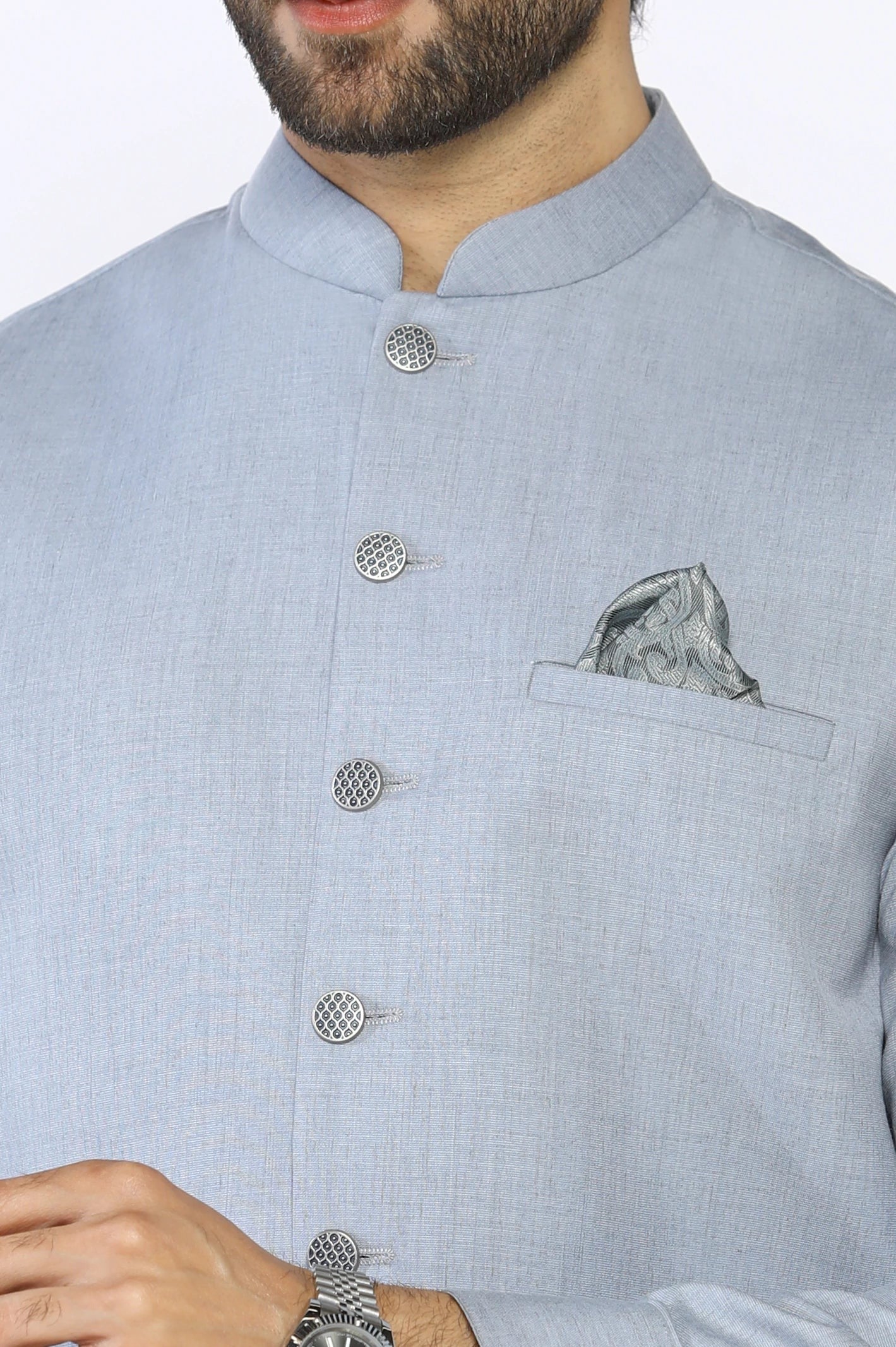 Elegant Grey Shalwar Kameez with Matching Waistcoat – 2 Piece Eastern Wear