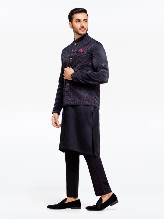 Men’s Black Waistcoat Suit – Elegant Formal  Ensemble