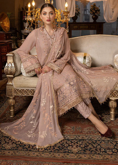 Tea Rose – Embroidered Chiffon Unstitched 3Pc Suit -