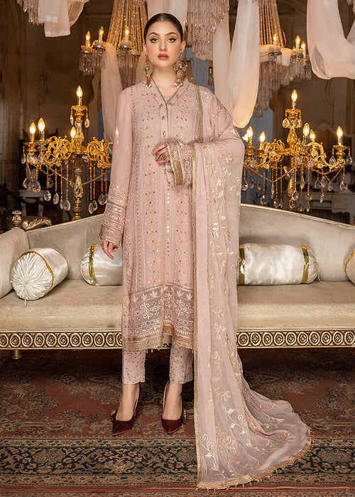 Tea Rose – Embroidered Chiffon Unstitched 3Pc Suit -
