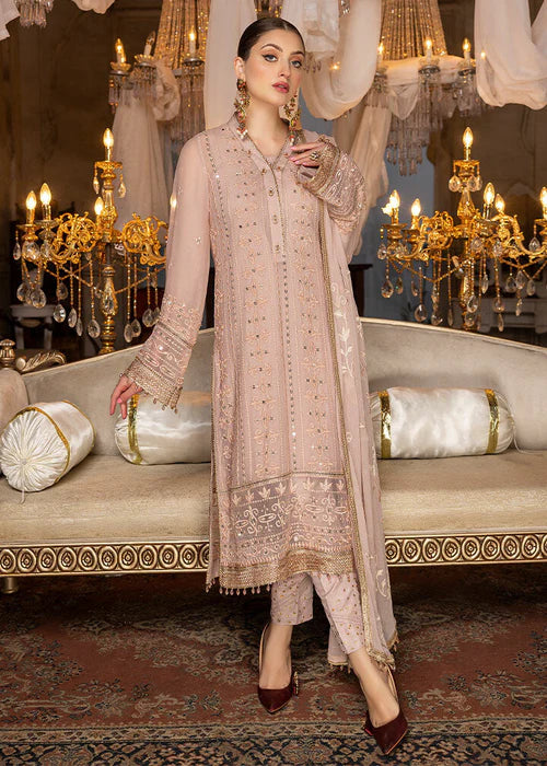 Tea Rose – Embroidered Chiffon Unstitched 3Pc Suit -
