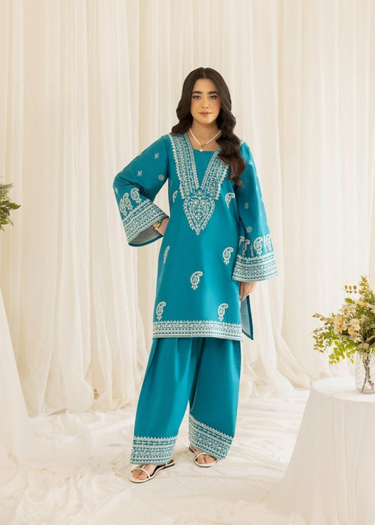 Cotton Embroidered Shirt with Farshi Shalwar