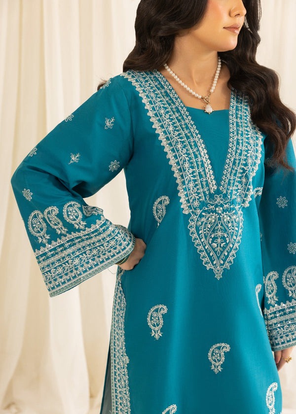 Cotton Embroidered Shirt with Farshi Shalwar