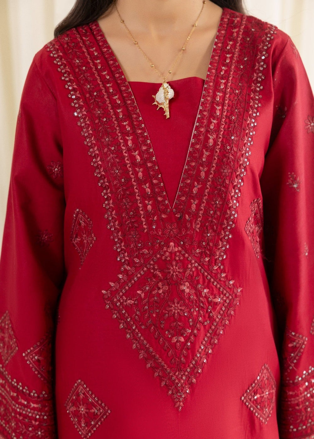 Embroidered Cotton Shirt & Farshi Shalwar Set