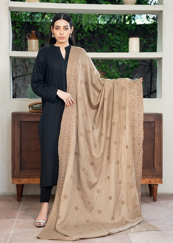 Elegant Woolen Cross-Stitch Embroidered Shawl