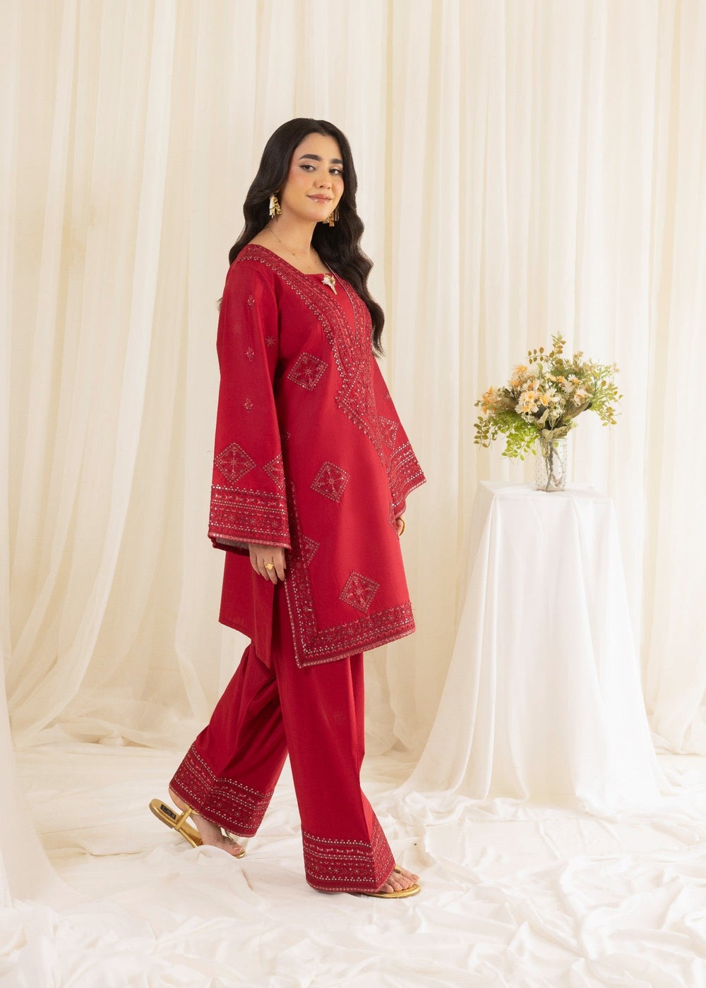 Embroidered Cotton Shirt & Farshi Shalwar Set