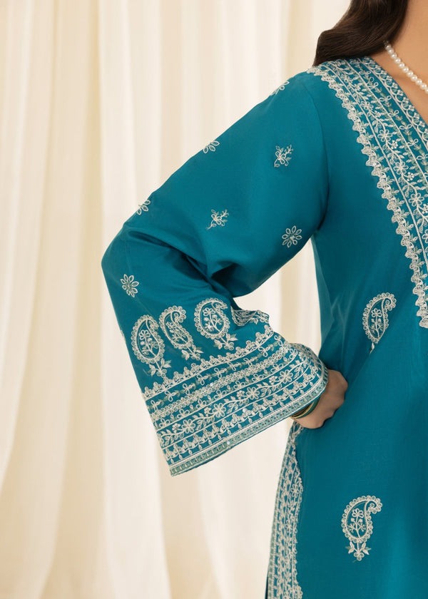 Cotton Embroidered Shirt with Farshi Shalwar