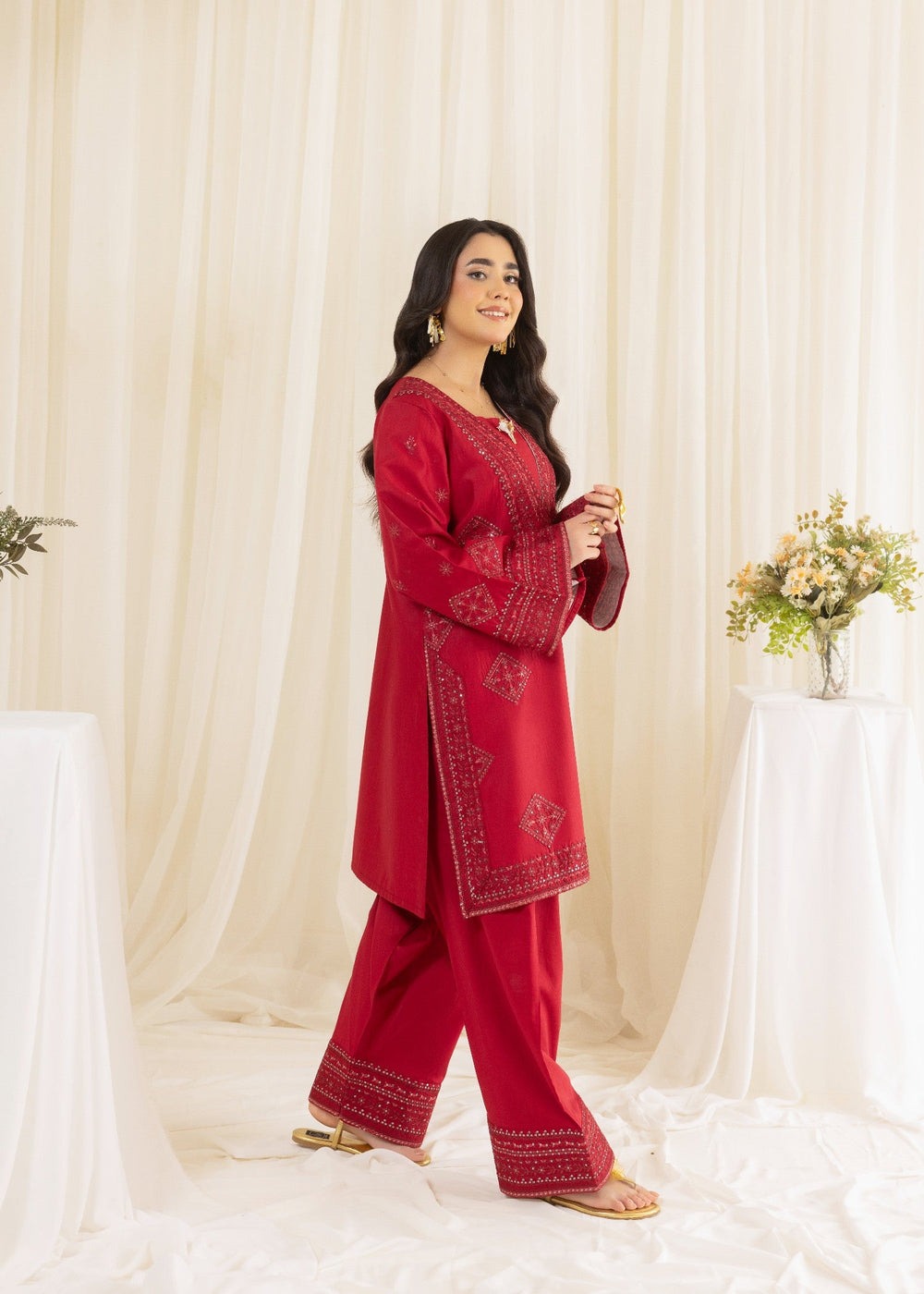 Embroidered Cotton Shirt & Farshi Shalwar Set