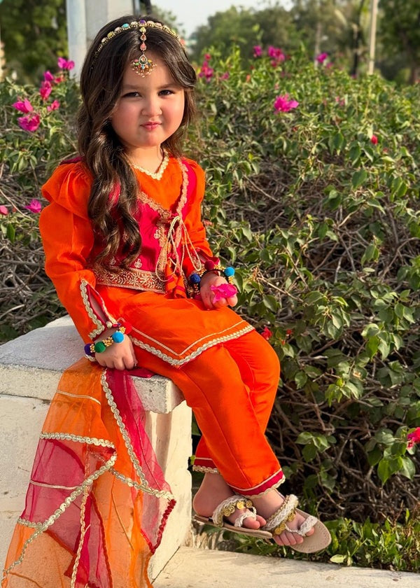 Vibrant Orange Festive Outfit