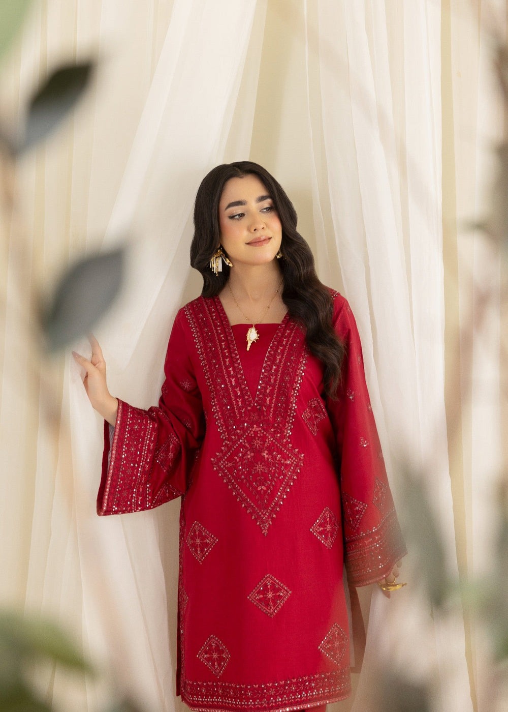 Embroidered Cotton Shirt & Farshi Shalwar Set