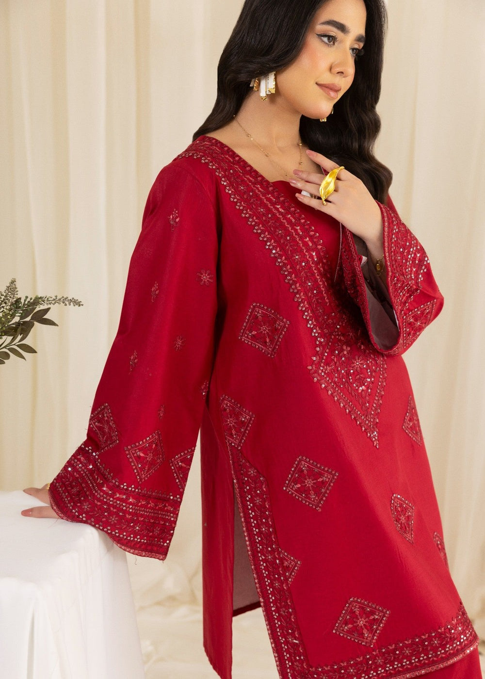 Embroidered Cotton Shirt & Farshi Shalwar Set