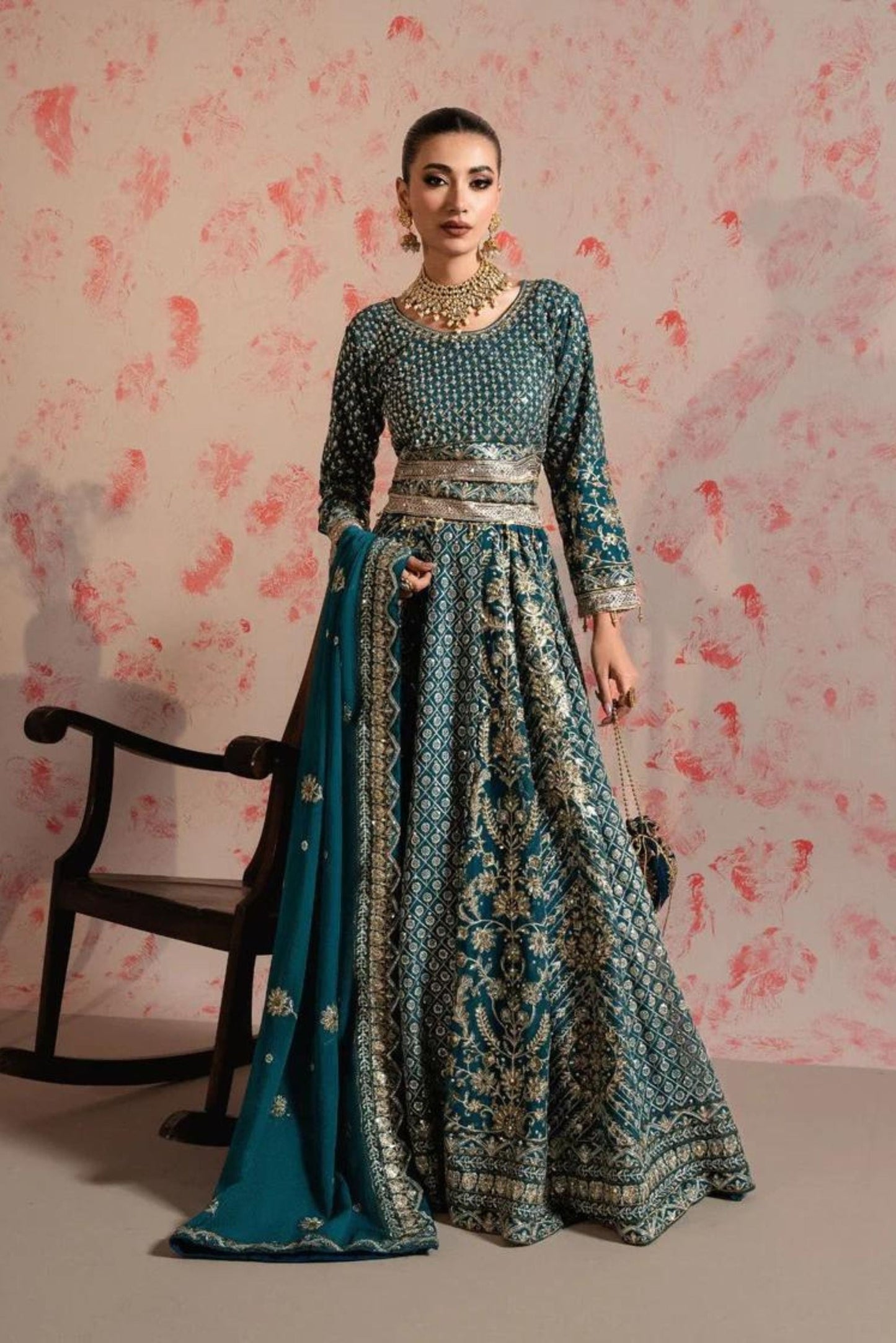 Teal Royale – Luxurious Hand-Embroidered Bridal Ensemble