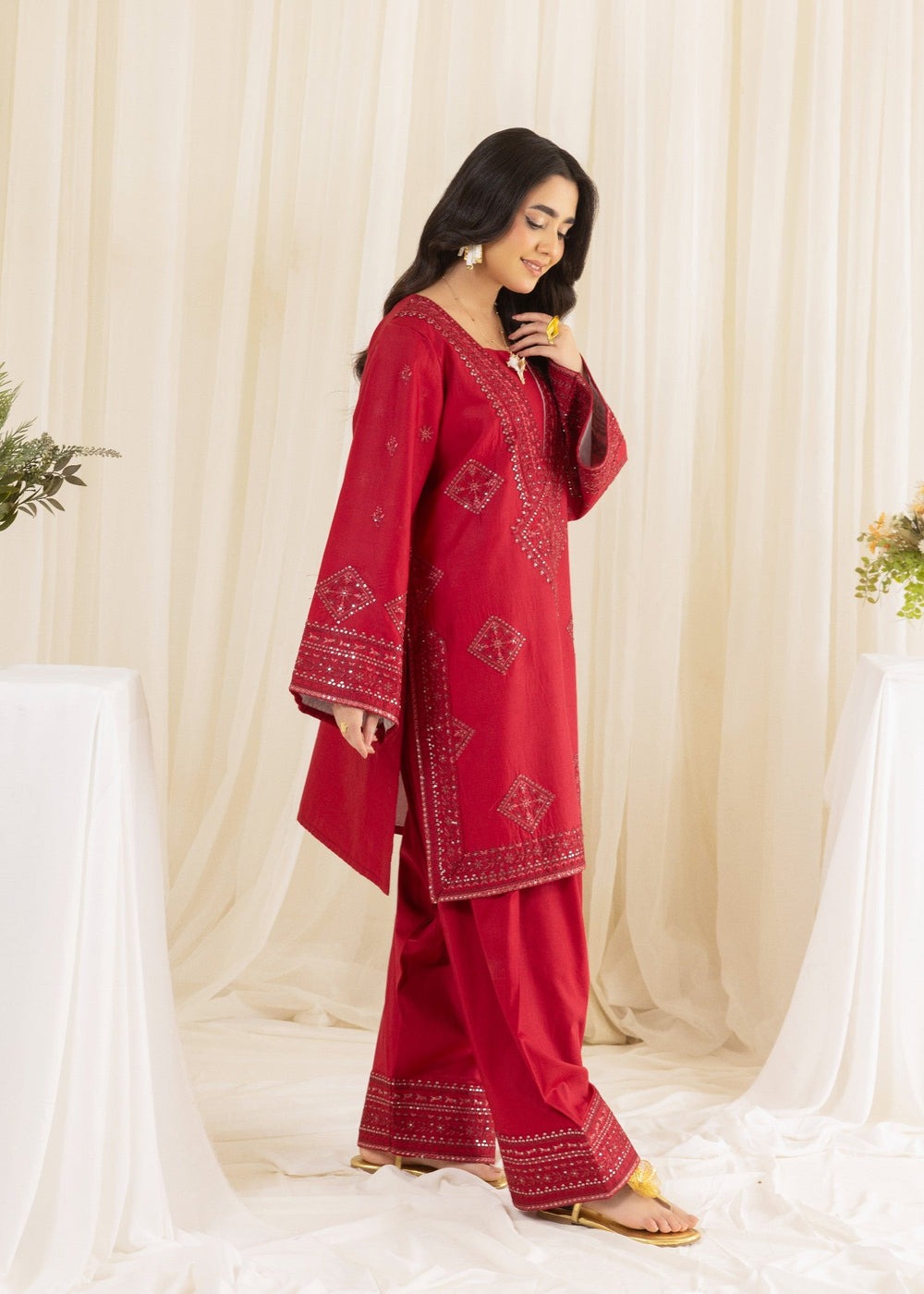 Embroidered Cotton Shirt & Farshi Shalwar Set