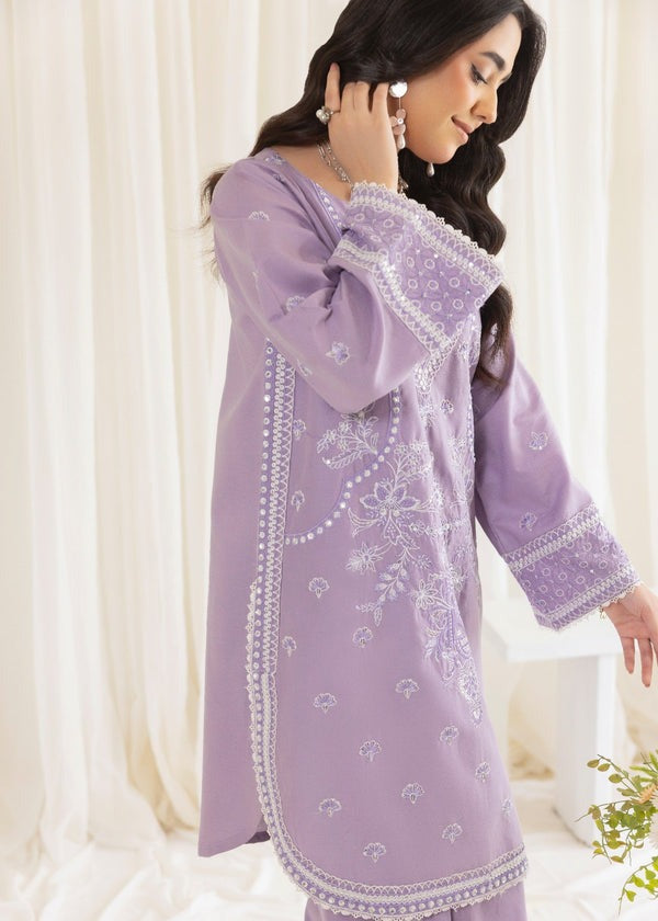 Cotton Embroidered Shirt & Lace-Trimmed Farshi Shalwar